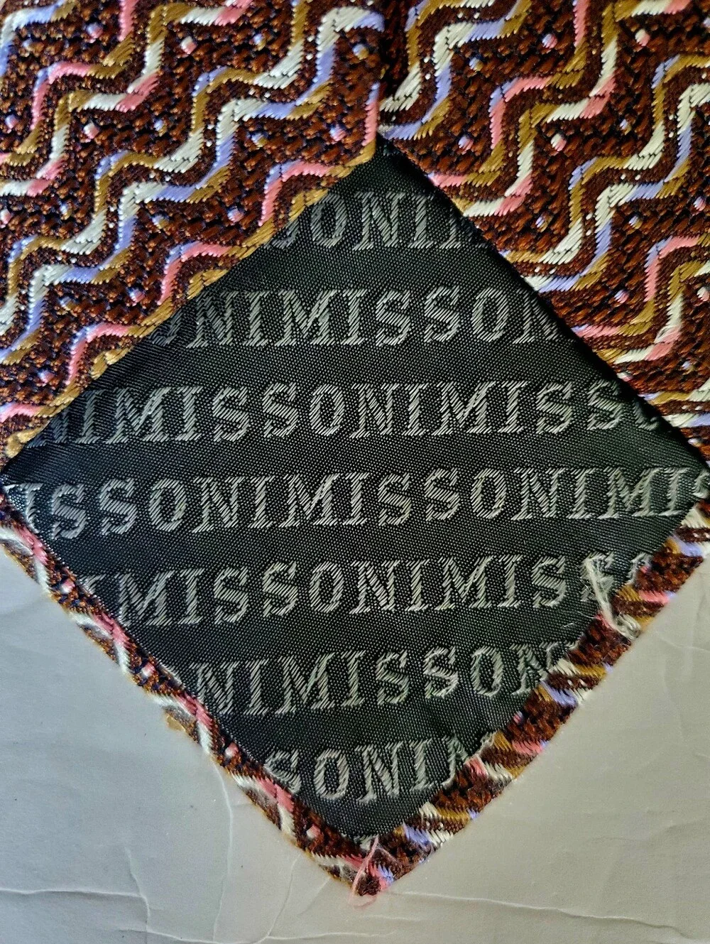 Missoni Designer Necktie Cravatte Multicolor Chevron 100% Silk Made In Italy